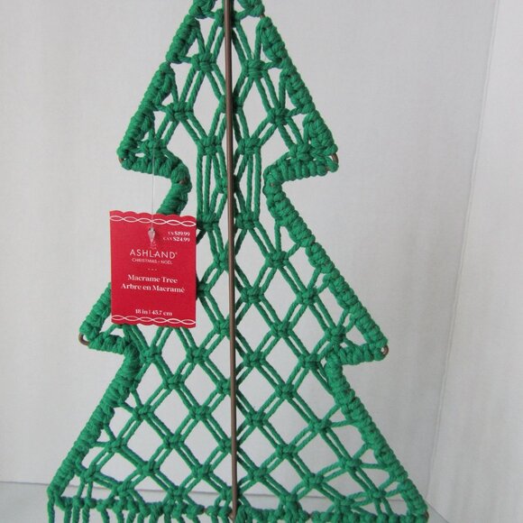 Ashland Macrame Green Christmas Tree With 20 Mini Glitter Glass Ornaments NWT - Picture 10 of 14